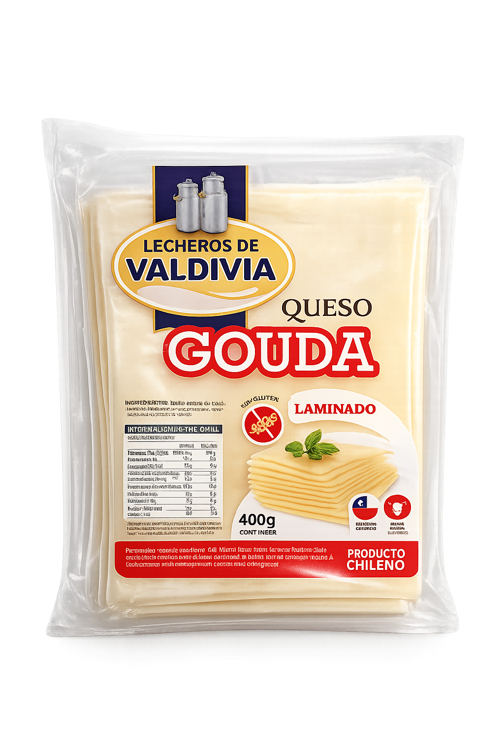 Queso gauda laminado Lecheros delicias Valdivia 400g